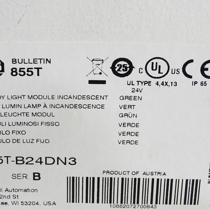 Allen Bradley Warnleuchte grün 855T-B24DN3 / Neu OVP - Maranos.de