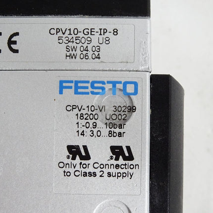 Festo Ventilinsel 18200 CPV-10-VI 534509 CPV10-GE-IP-8 161415 161416 161369