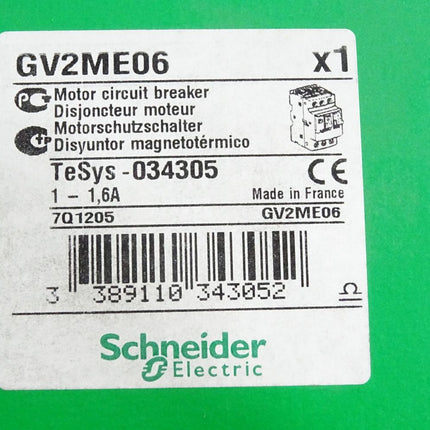 Schneider Electric TeSys GV2ME06 Motorschutzschalter 1-1.6A 034305 / Neu OVP - Maranos.de