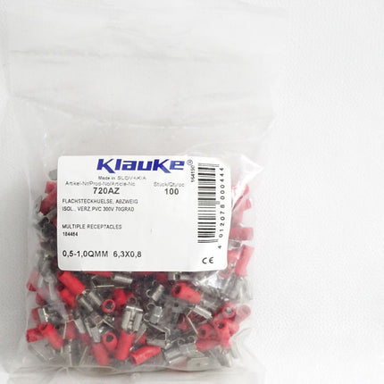 Klauke 720AZ Flachsteckhuelse rot 0,5-1,0QMM 6,3x0,8 / Inhalt:100 Stück/ Neu OVP - Maranos.de