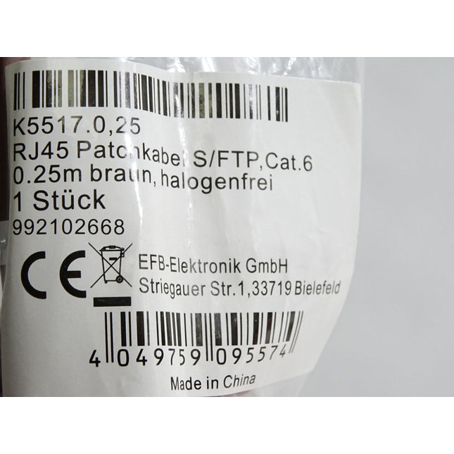 EFB Elektronik Netzwerkkabel braun 0,25m 992102668 K5517.0,25 / Neu OVP - Maranos.de