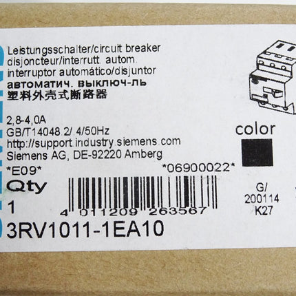 Siemens Leistungsschalter 3RV1011-1EA10 / Neu OVP - Maranos.de