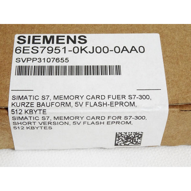 Siemens S7-300 Memory Card 512KB 6ES7951-0KJ00-0AA0 6ES7 951 Neu OVP versiegelt - Maranos.de