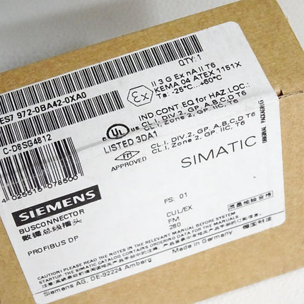 Siemens Busconnector 6ES7972-0BA42-0XA0 6ES7 972-0BA42-0XA0 Neu OVP versiegelt