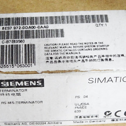 Siemens RS485-Terminator 6ES7972-0DA00-0AA0 6ES7 972-0DA00-0AA0 / Neu OVP