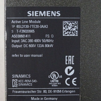 Siemens Active Line Module 6SL3130-7TE28-0AA3 80kW - Maranos.de