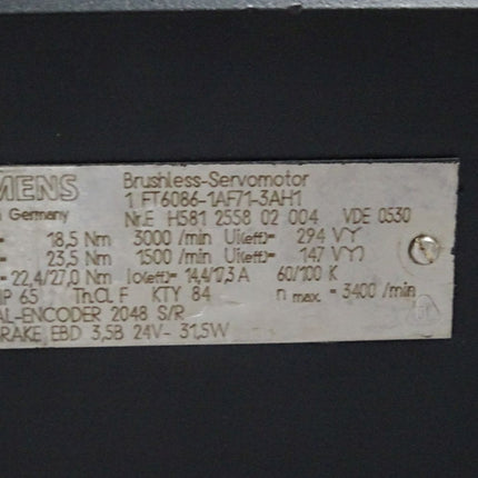 Siemens Servomotor 1FT6086-1AF71-3AH1 3000U/min - Maranos.de