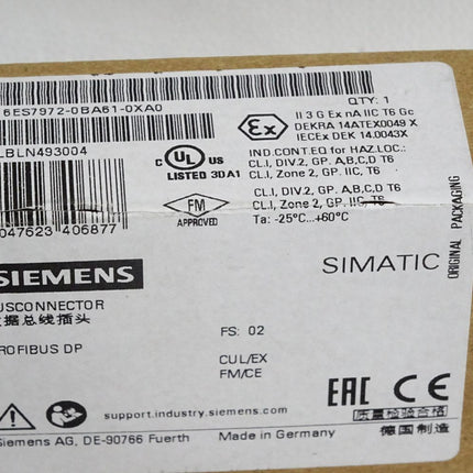 Siemens Busconnector 6ES7972-0BA61-0XA0 6ES7 972-0BA61-0XA0 / Neu OVP versiegelt - Maranos.de