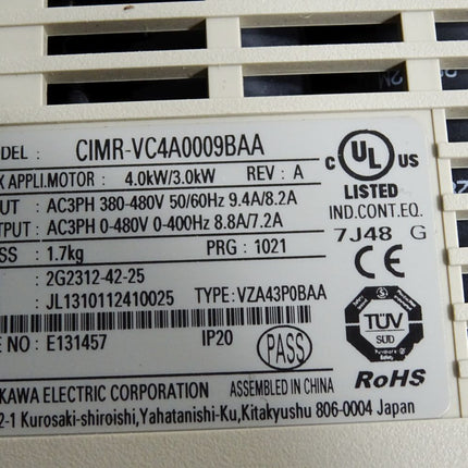Yaskawa V1000 Frequenzumrichter CIMR-VC4A0009BAA 3.0kW - Maranos.de