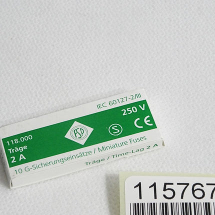Püschel 10 G-Sicherungseinsätze 2A 250V 118.000 / Neu OVP - Maranos.de