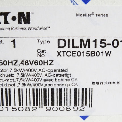 Eaton Leistungsschütz DILM15-01 XTCE015B01W 42V-48V / Neu OVP