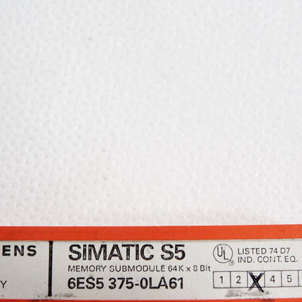 Siemens S5 Memory Submodule 6ES5375-0LA61 6ES5 375-0LA61 64Kx8BIT - Maranos.de