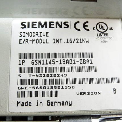 Siemens Simodrive E/R-Modul INT. 16/21KW 6SN1145-1BA01-0BA1 Version B - Maranos.de