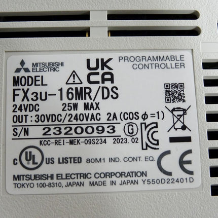Mitsubishi Electric FX3U-16MR/DS 25W Grundgerät / Neu OVP - Maranos.de