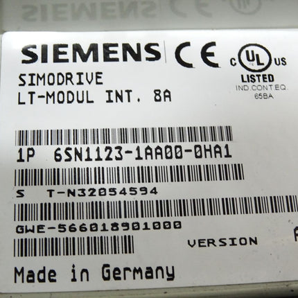 Siemens Simodrive LT-Modul INT. 8A 6SN1123-1AA00-0HA1 Version A - Maranos.de