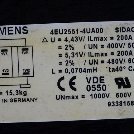 Siemens Sidac-D Netzdrossel 200A 4EU2551-4UA00 - Maranos.de