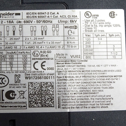 Schneider Electric Motorschutzschalter TRIP GV3P18 / Unbenutzt