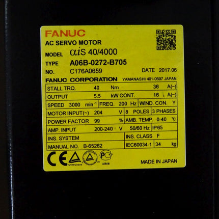 Fanuc AC Servomotor A06B-0272-B705 3000min-1 5.5kW - Maranos.de