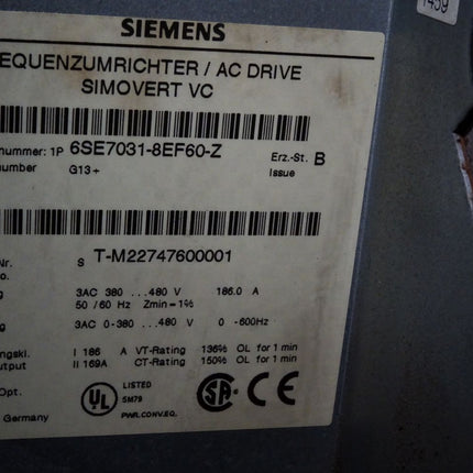 Siemens Simovert VC Frequenzumrichter 6SE7031-8EF60-Z G13 - Maranos.de