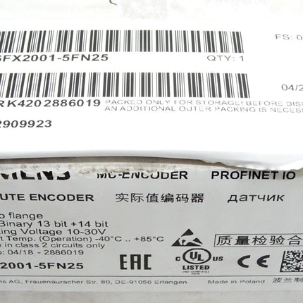 Siemens Absolute Encoder 6FX2001-5FN25 / Neu OVP - Maranos.de
