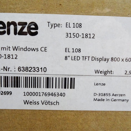 Lenze Panel HMI mit Windows CE 63823310 EL108 3150-1812 / Neu OVP - Maranos.de
