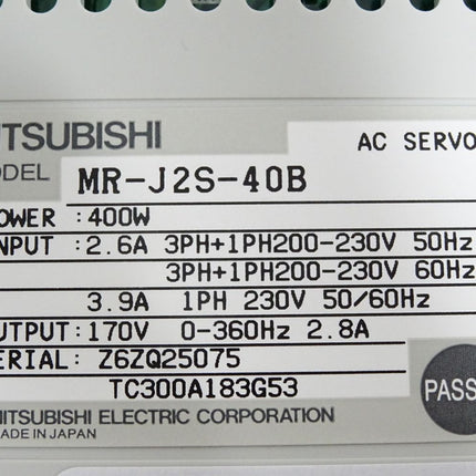Mitsubishi Electric Servo Amplifier MR-J2S-40B 400W / Neuwertig OVP - Maranos.de