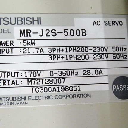 Mitsubishi Electric Servo Amplifier MR-J2S-500B 5kW - Maranos.de