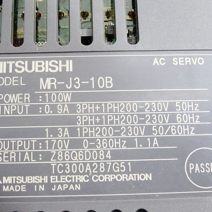 Mitsubishi AC Servo Amplifier MR-J3-10B 100W + Netzfilter MF-2F230-006.230MFa - Maranos.de