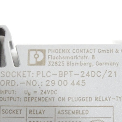Phoenix Contact Relais mit Sockel PLC-BPT- 24DC/21 2900445 + 2961105 Unbenutzt - Maranos.de