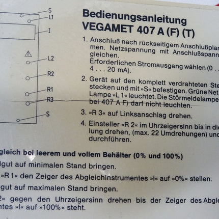 Vega Füllstandsanzeiger vegamet 407AF