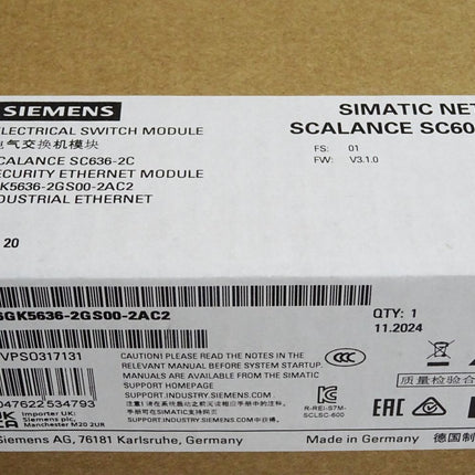 Siemens Net Scalance SC600 SC636-2C 6GK5636-2GS00-2AC2 / Neu OVP versiegelt - Maranos.de