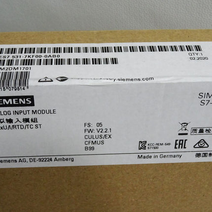 Siemens S7-1500 AI 6ES7531-7KF00-0AB0 6ES7 531-7KF00-0AB0 / Neu OVP versiegelt - Maranos.de
