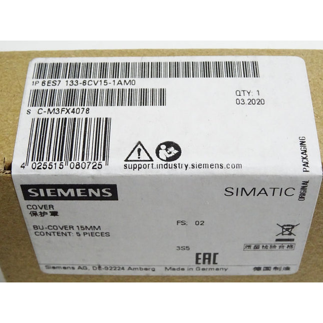 Siemens BU-cover 6ES7133-6CV15-1AM0 / Inhalt:5 Stück / Neu OVP versiegelt - Maranos.de
