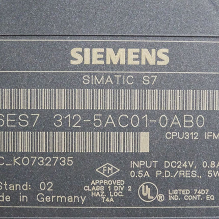 Siemens S7-300 CPU 312 IFM 6ES7312-5AC01-0AB0 6ES7 312-5AC01-0AB0 - Maranos.de