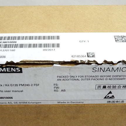 Siemens Sinamics 90kW Power Module PM240-2 6SL3210-1PE31-8UL0 / Unbenutzt - Maranos.de