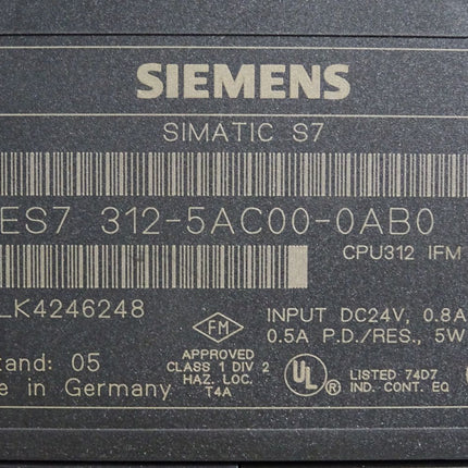 Siemens S7-300 CPU 312 IFM 6ES7312-5AC00-0AB0 6ES7 312-5AC00-0AB0 - Maranos.de