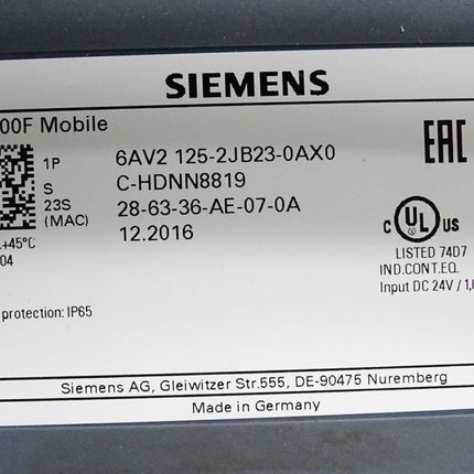 Siemens KTP900F Mobile Panel 6AV2125-2JB23-0AX0 6AV2 125-2JB23-0AX0