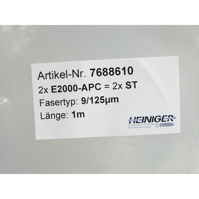 Heiniger 7688610 Glasfaser-Patchkabel E2000 APC - ST 9/125 duplex 1m / Neu OVP - Maranos.de