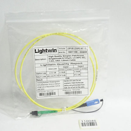 Lightwin LSP-09 LC/APC-SC 1.0 Simplex LWL Patchkabel 1m / Neu OVP - Maranos.de