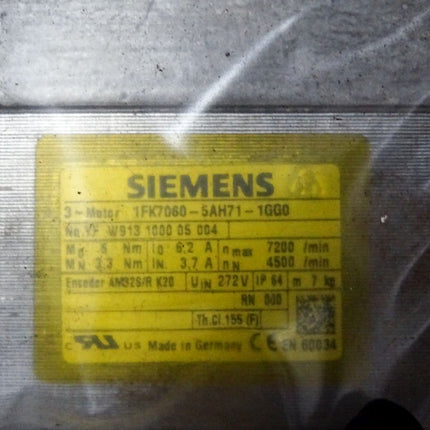 Siemens Servomotor 1FK7060-5AH71-1GG0 4500rpm 1.74kW / Neu OVP - Maranos.de