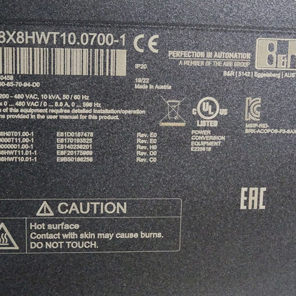 B&R ACOPOS P3 Servoverstärker 8EI8X8HWT10.0700-1