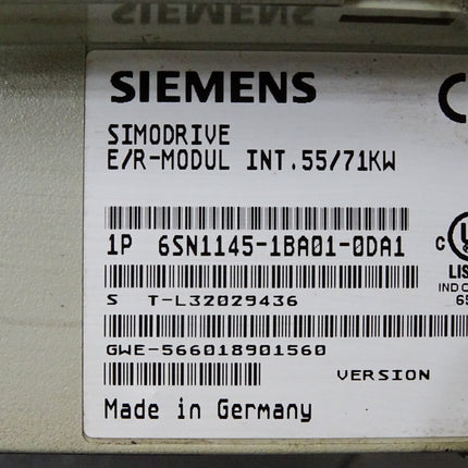 Siemens Simodrive E/R-Modul INT.55/71kW 6SN1145-1BA01-0DA1 Version A - Maranos.de