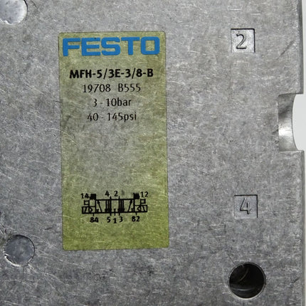 Festo 19708 MFH-5/3E-3/8-B Magnetventil / Unbenutzt mit Lagerspuren - Maranos.de