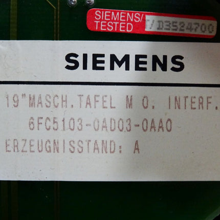 Siemens Sinumerik 840C Maschinensteuertafel 6FC5103-0AD03-0AA0 version A - Maranos.de