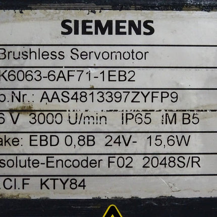 Siemens Servomotor 1FK6063-6AF71-1EB2 3000U/min - Maranos.de