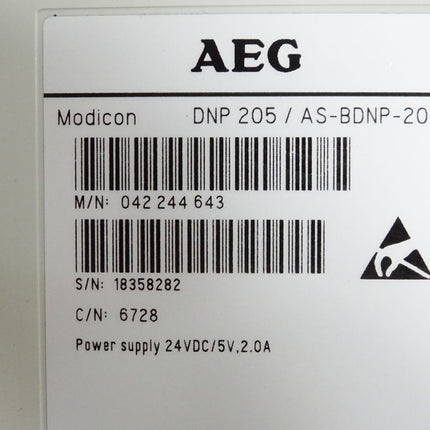 AEG Modicon DNP205 AS-BDNP-205 Power Supply 24VDC 5V 2.0A