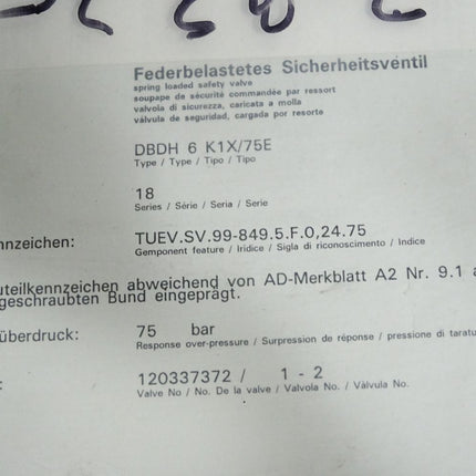 Rexroth Federbelastetes Sicherheitsventil DB DH6K18/75E R900774573 / Neu OVP - Maranos.de