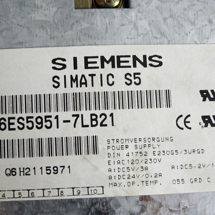 Siemens Power Supply 3A 6ES5951-7LB21 6ES5 951-7LB21