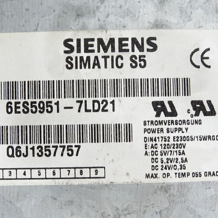 Siemens Power Supply /A/15A 6ES5951-7LD21 6ES5 951-7LD21