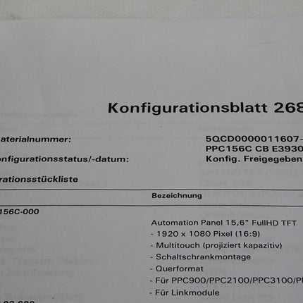 B&R 5AP1130.156C-000 Rev.J0 Automation Panel 15,6" / Neu - Maranos.de